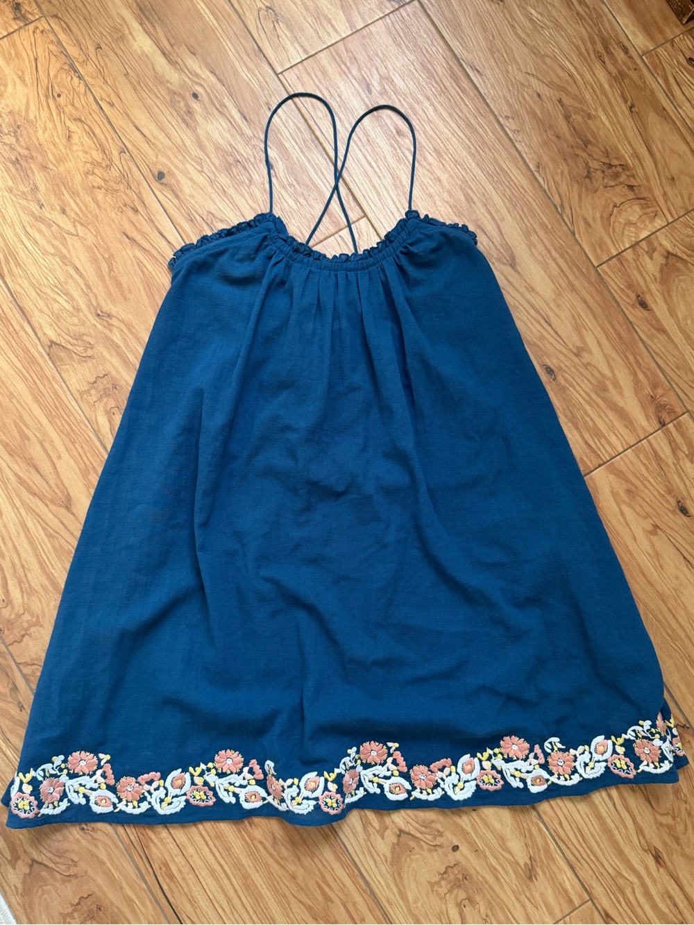 Madewell Navy Embroidered Floral Hem Sundress XS